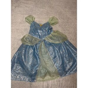 Disney‎ Parks Cinderella Costume Dress Blue Silver Glitter Filigree Girls 6/6X